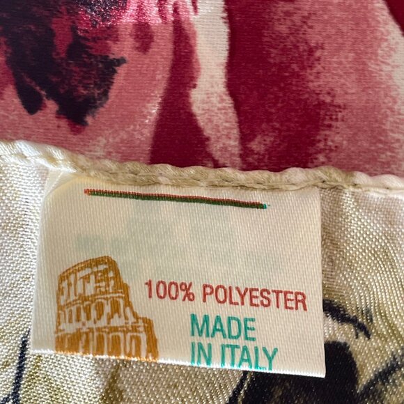 Women's 34" Square Floral Design Polyester Scarf Made In Italy - Picture 12 of 13